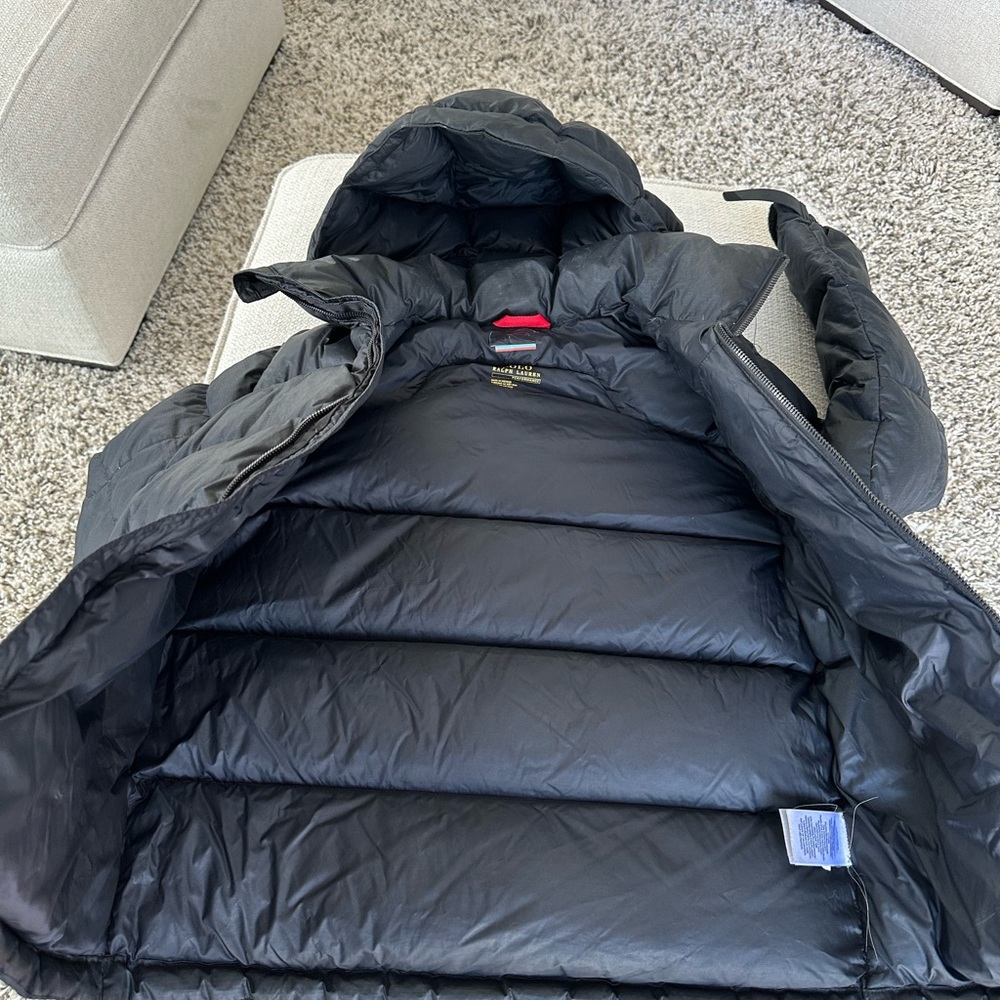 Ralph Lauren Black Puffer Jacket with Hood and Quilted Design, Medium fits 10-12 - Picture 4 of 5
